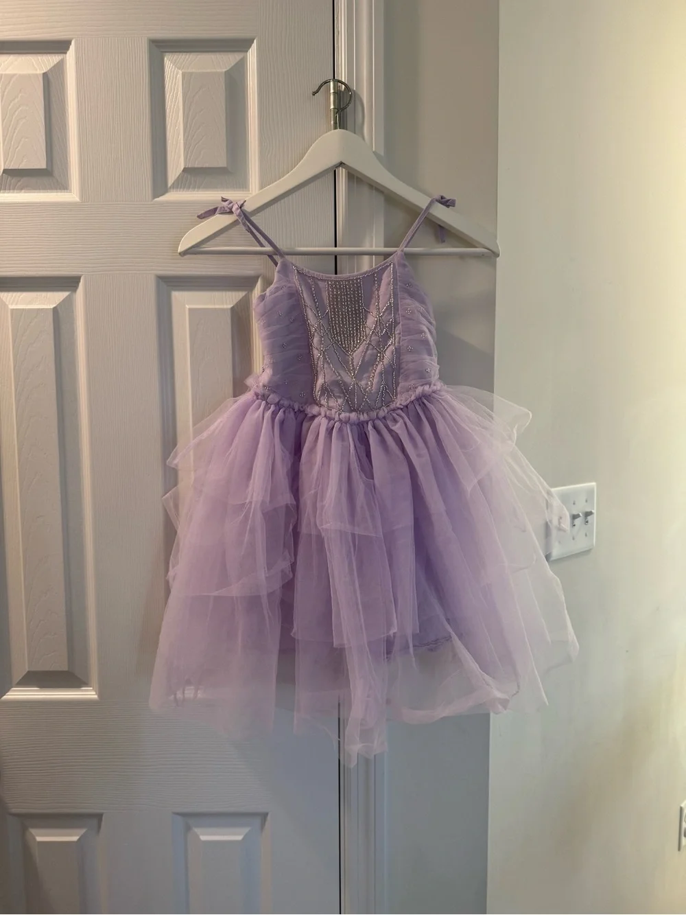 Lilac Beaded Tulle Party Dress for Girls - Formal
